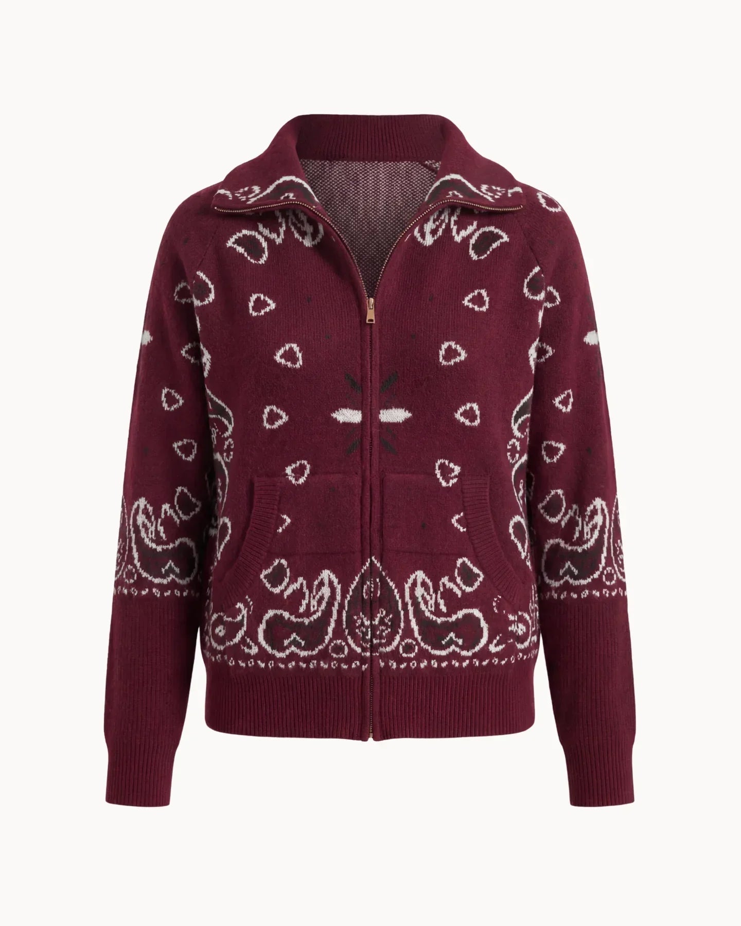 LETICIA | CARDIGÁN CON CREMALLERA DE ESTAMPADO PAISLEY