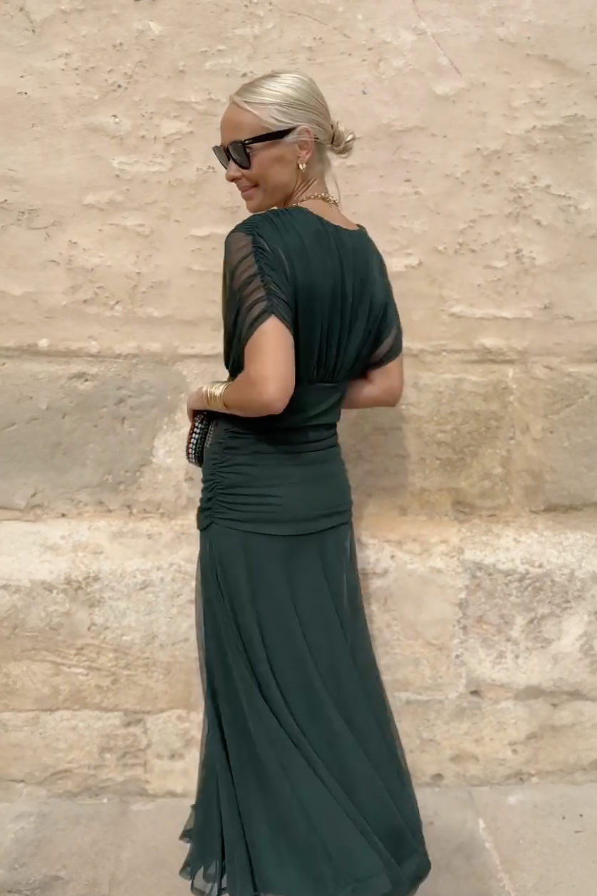 LOUISE | VESTIDO LARGO DE FIESTA ELEGANTE CON CUELLO EN V