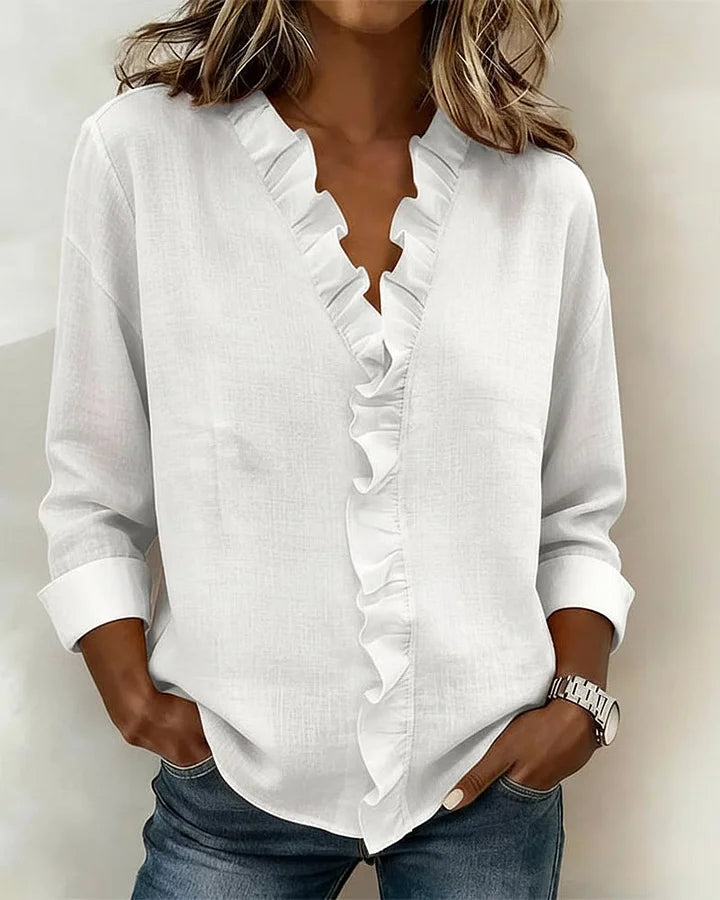 Anora™ |  Blusa con volantes y cuello en V
