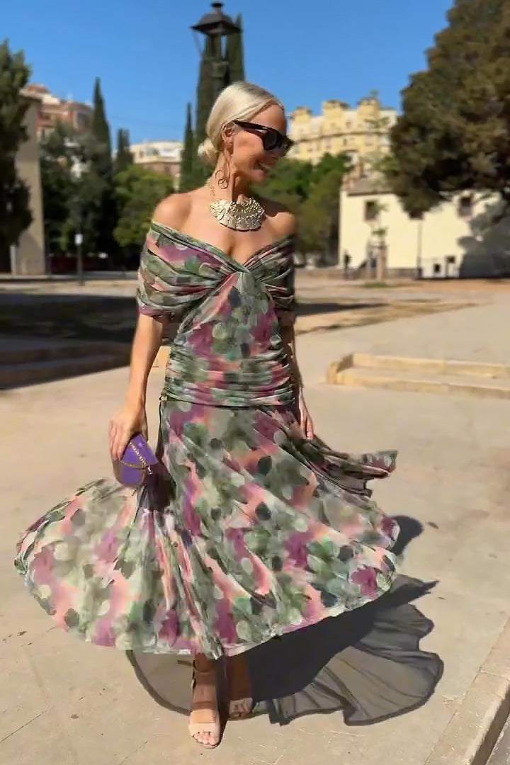 LOUISE | VESTIDO LARGO DE FIESTA ELEGANTE CON CUELLO EN V