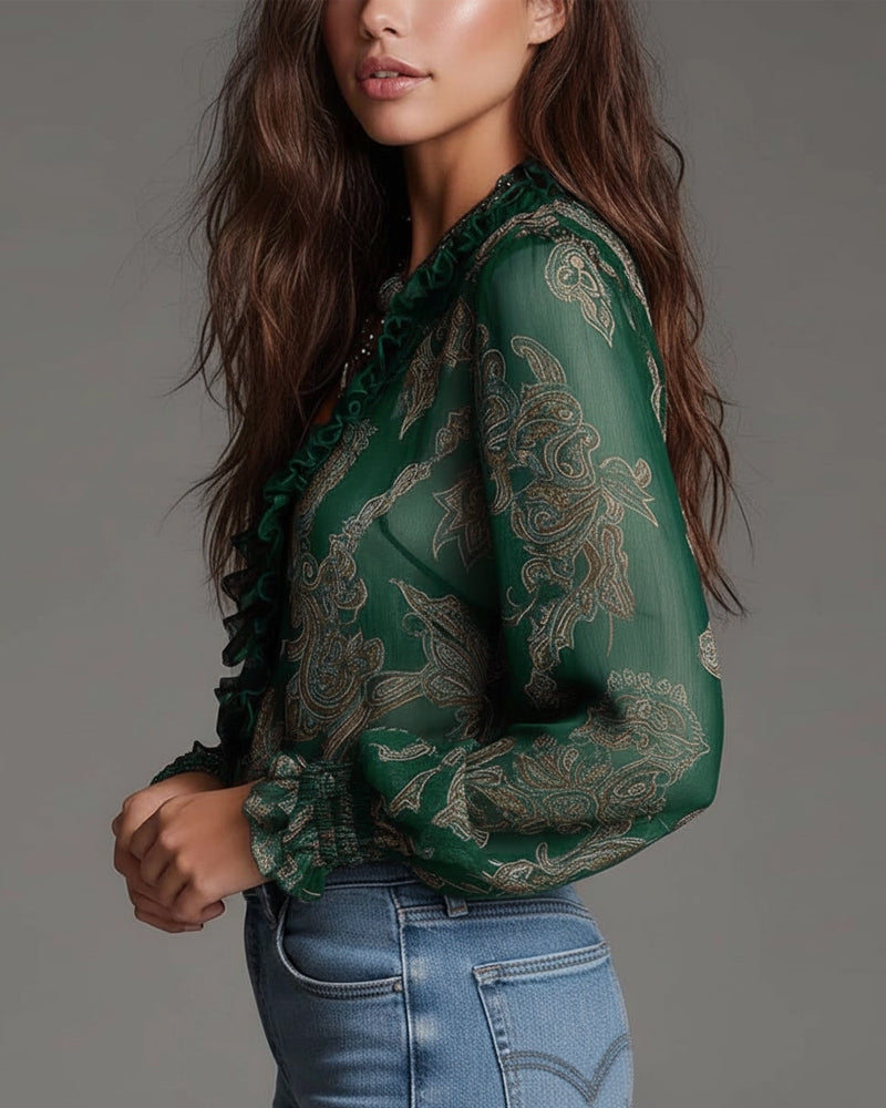 DEMI™ | Blusa Retro Boho – Elegancia Vintage & Detalles Artesanales
