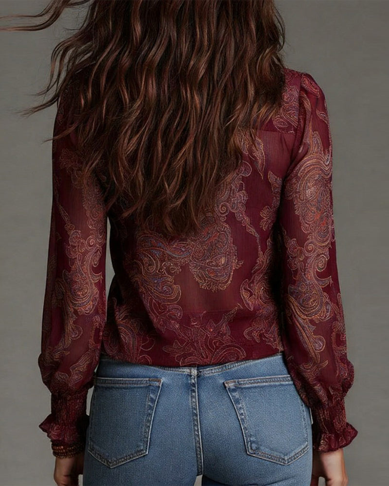 DEMI™ | Blusa Retro Boho – Elegancia Vintage & Detalles Artesanales