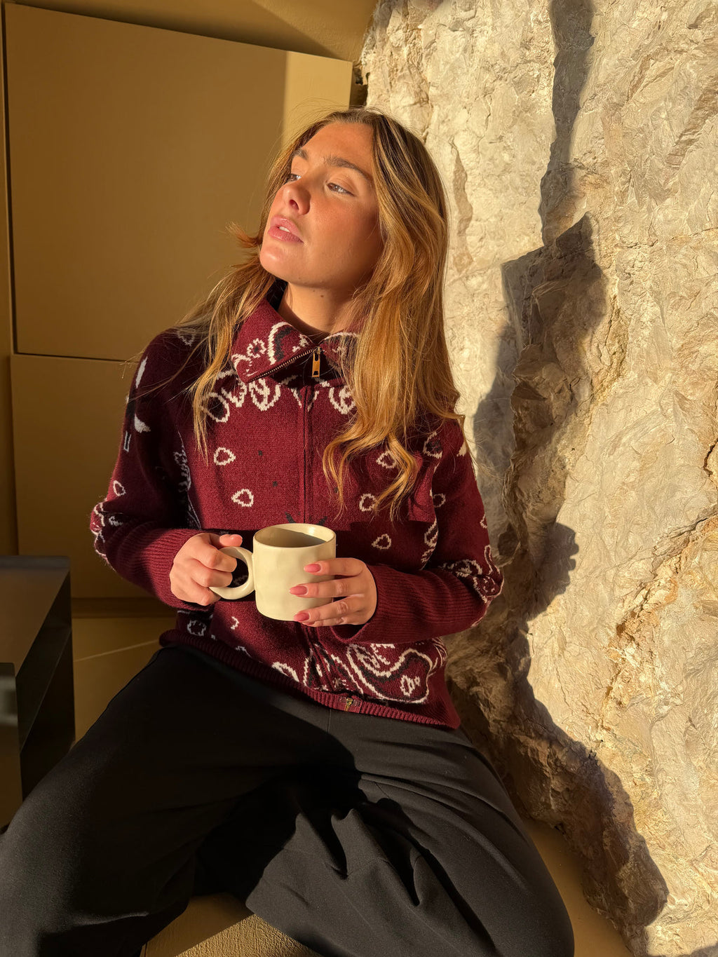 LETICIA | CARDIGÁN CON CREMALLERA DE ESTAMPADO PAISLEY