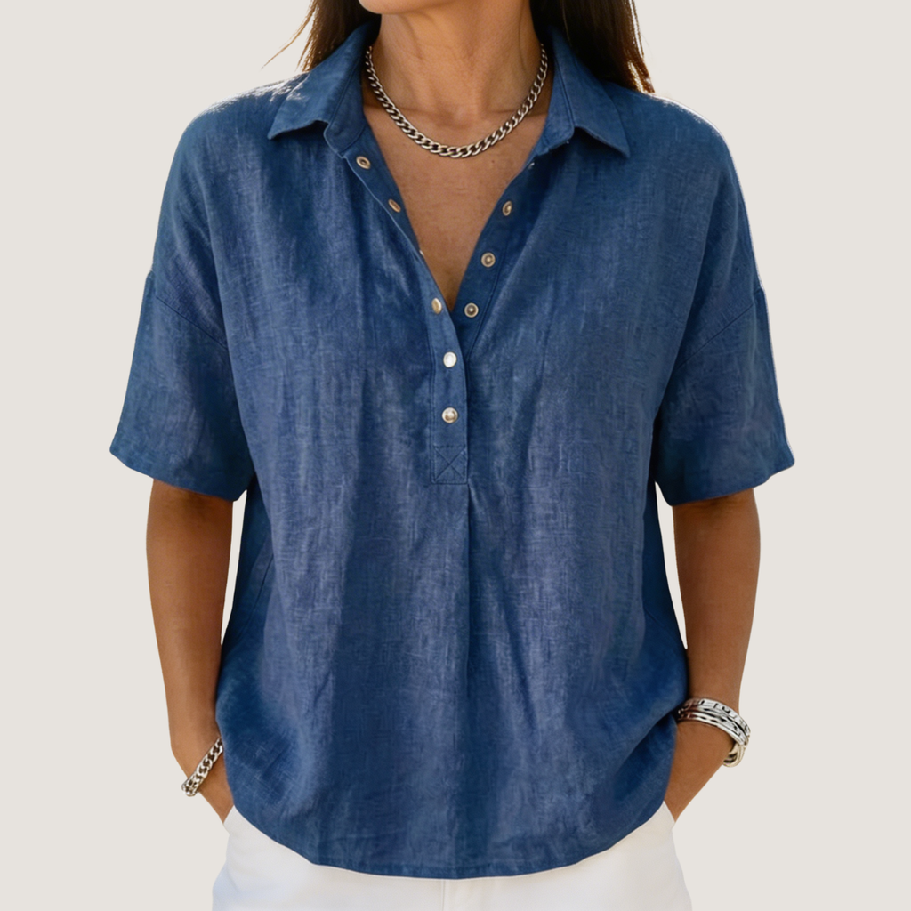 Elena™ | Blusa con textura de lino