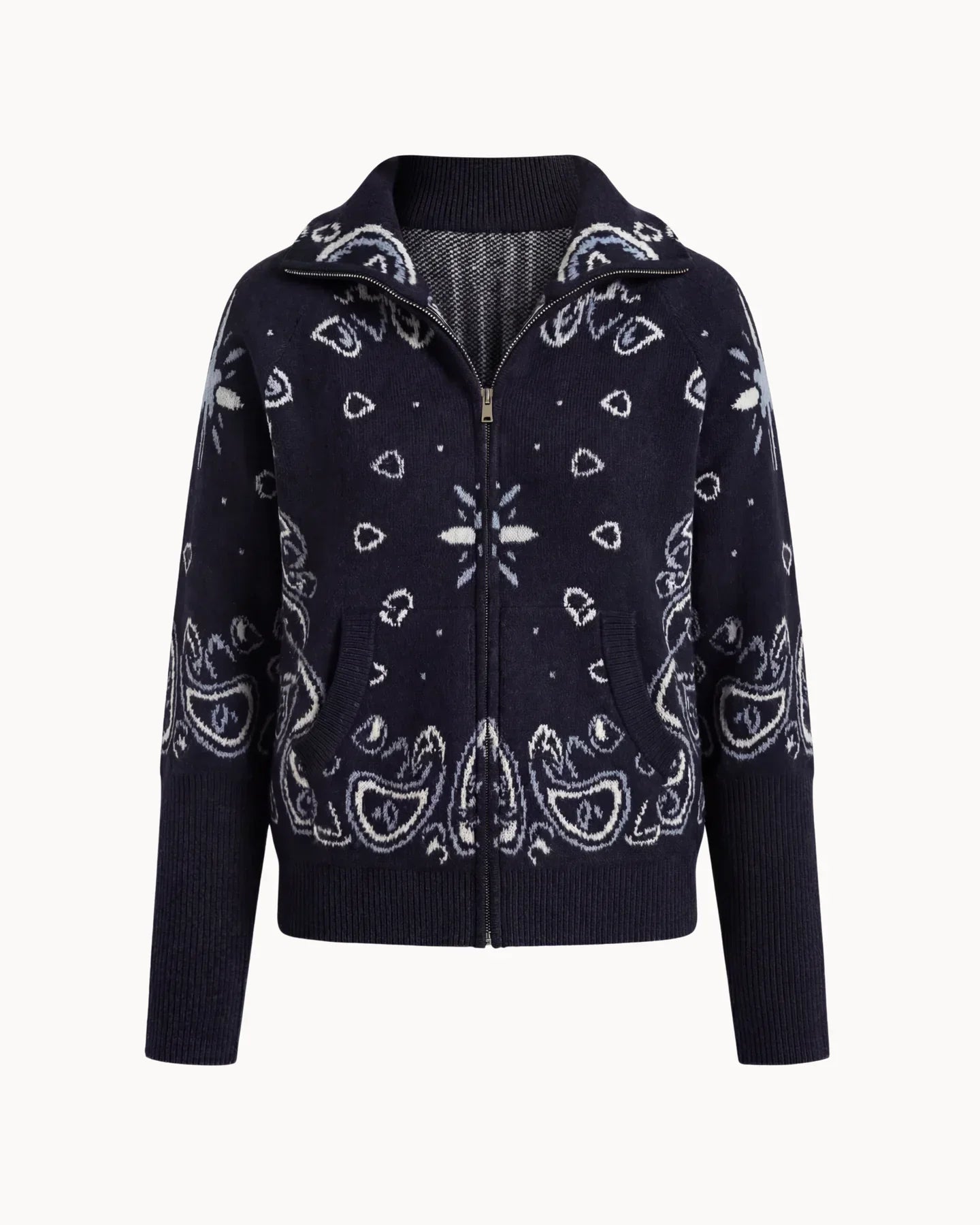 MÓNICA | CARDIGÁN CON CREMALLERA DE ESTAMPADO PAISLEY