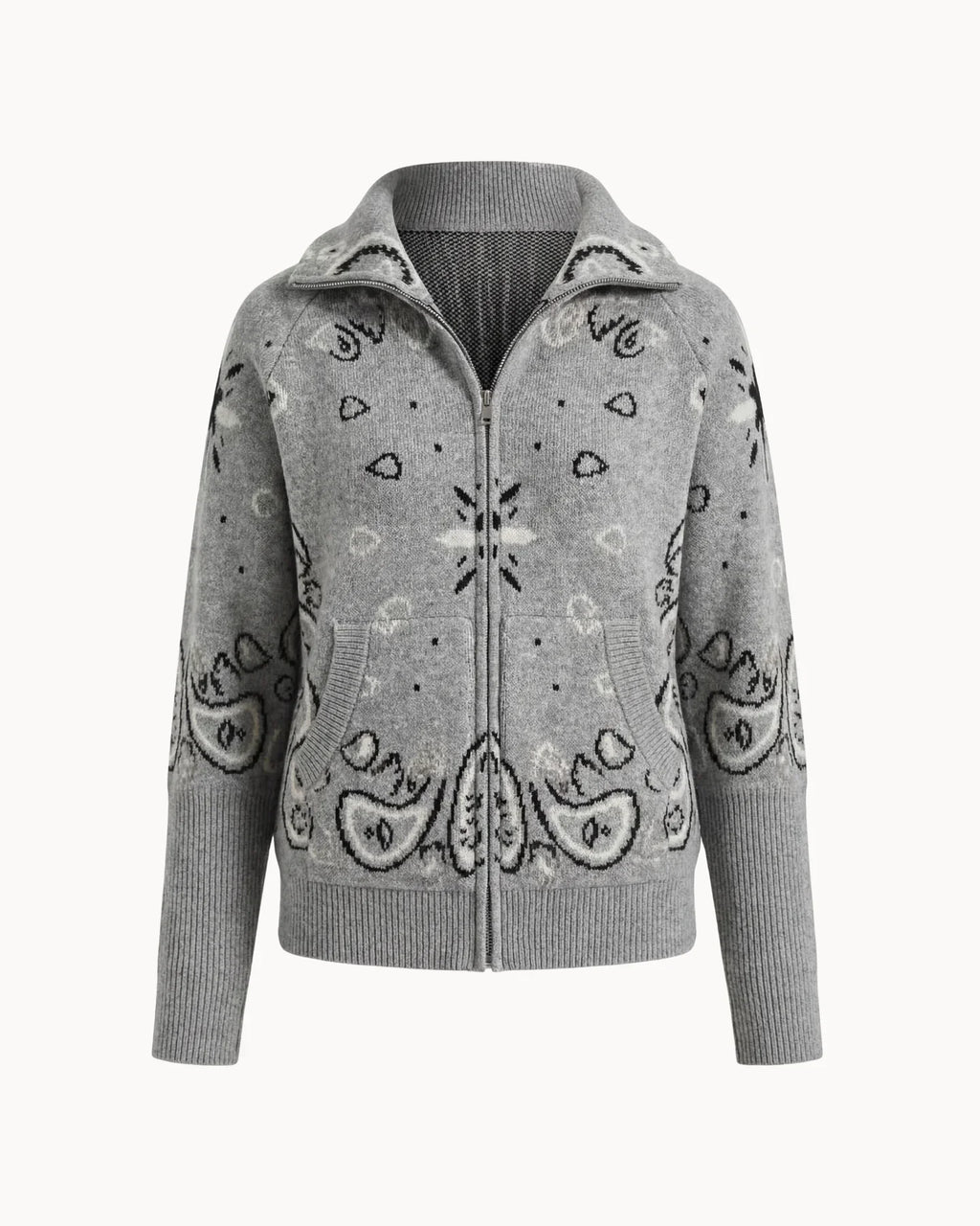 JESICA | CARDIGÁN CON CREMALLERA DE ESTAMPADO PAISLEY