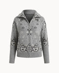 JESICA | CARDIGÁN CON CREMALLERA DE ESTAMPADO PAISLEY