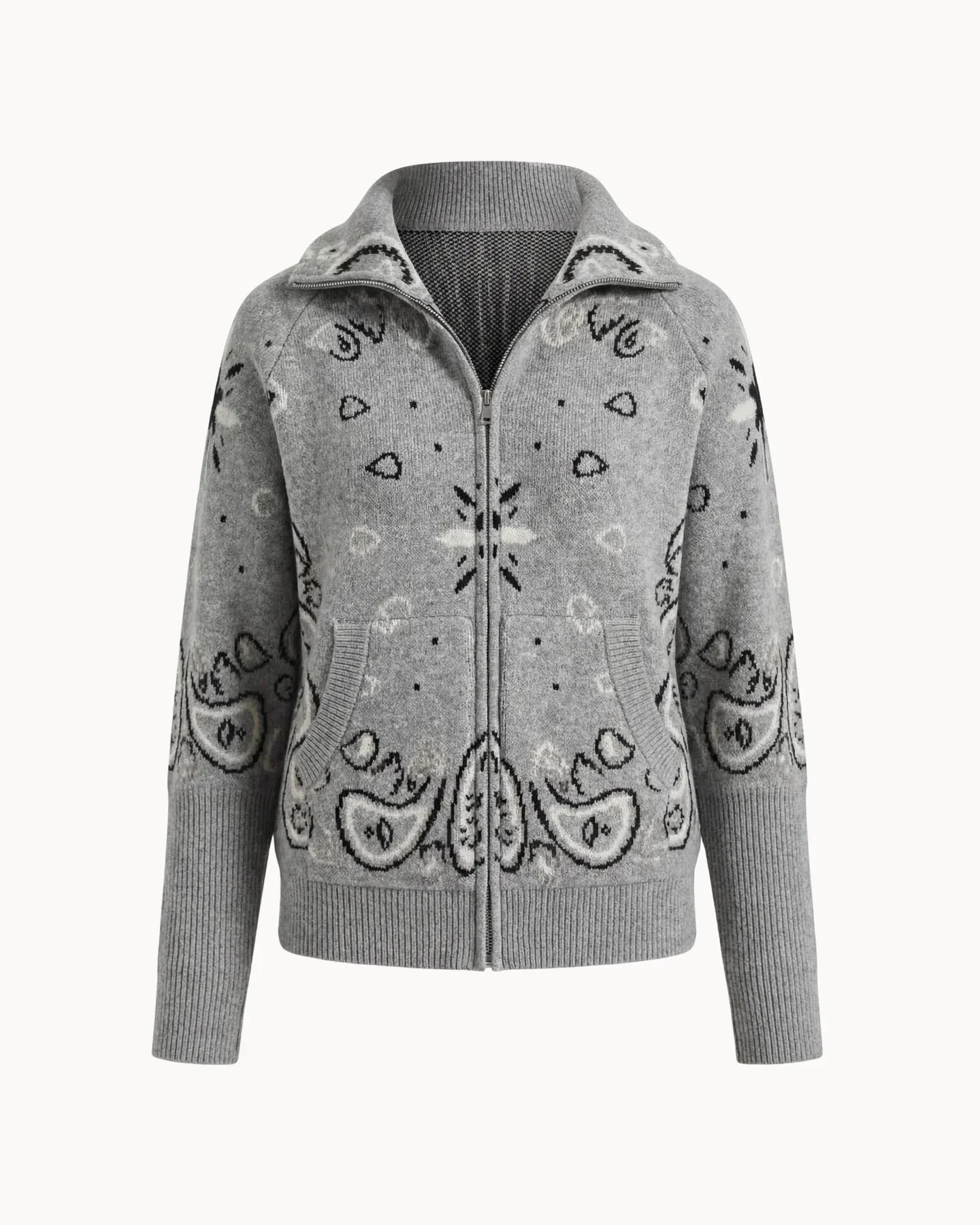 JESICA | CARDIGÁN CON CREMALLERA DE ESTAMPADO PAISLEY