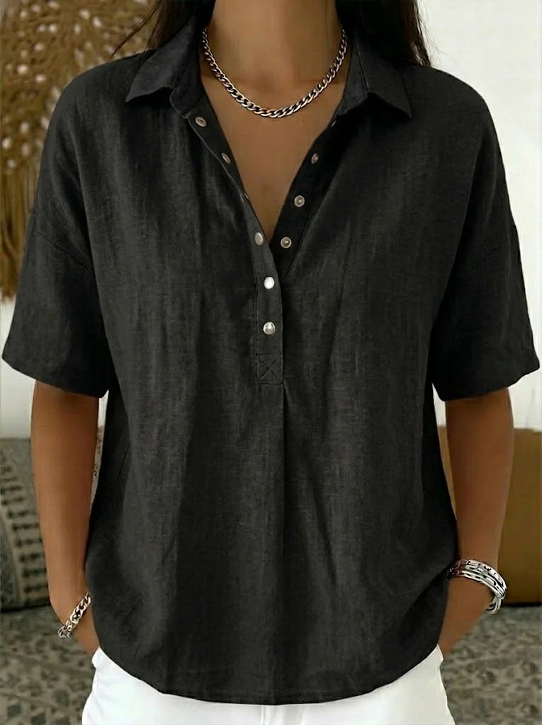 Elena™ | Blusa con textura de lino
