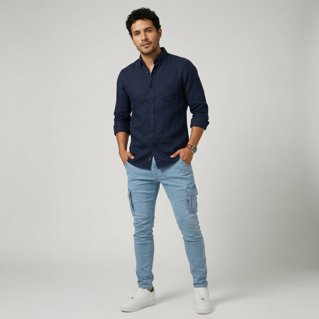 Pantalón Cargo Marino Elástico