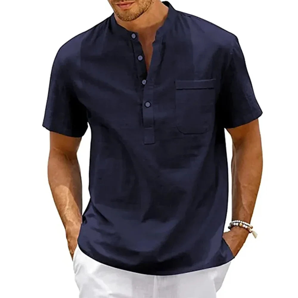 Elegante camisa de lino y algodón
