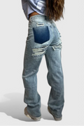 Roxy Jeans Vintage Desgastados de Cintura Alta