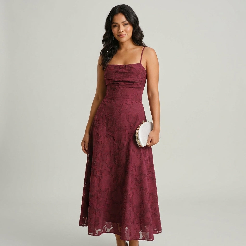 GABRIELA | VESTIDO ELEGANTE COLOR VINO