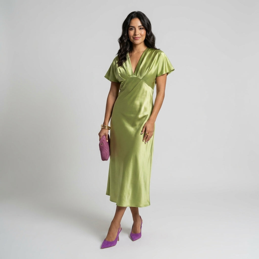 LEONOR | VESTIDO DE SATÉN EN V