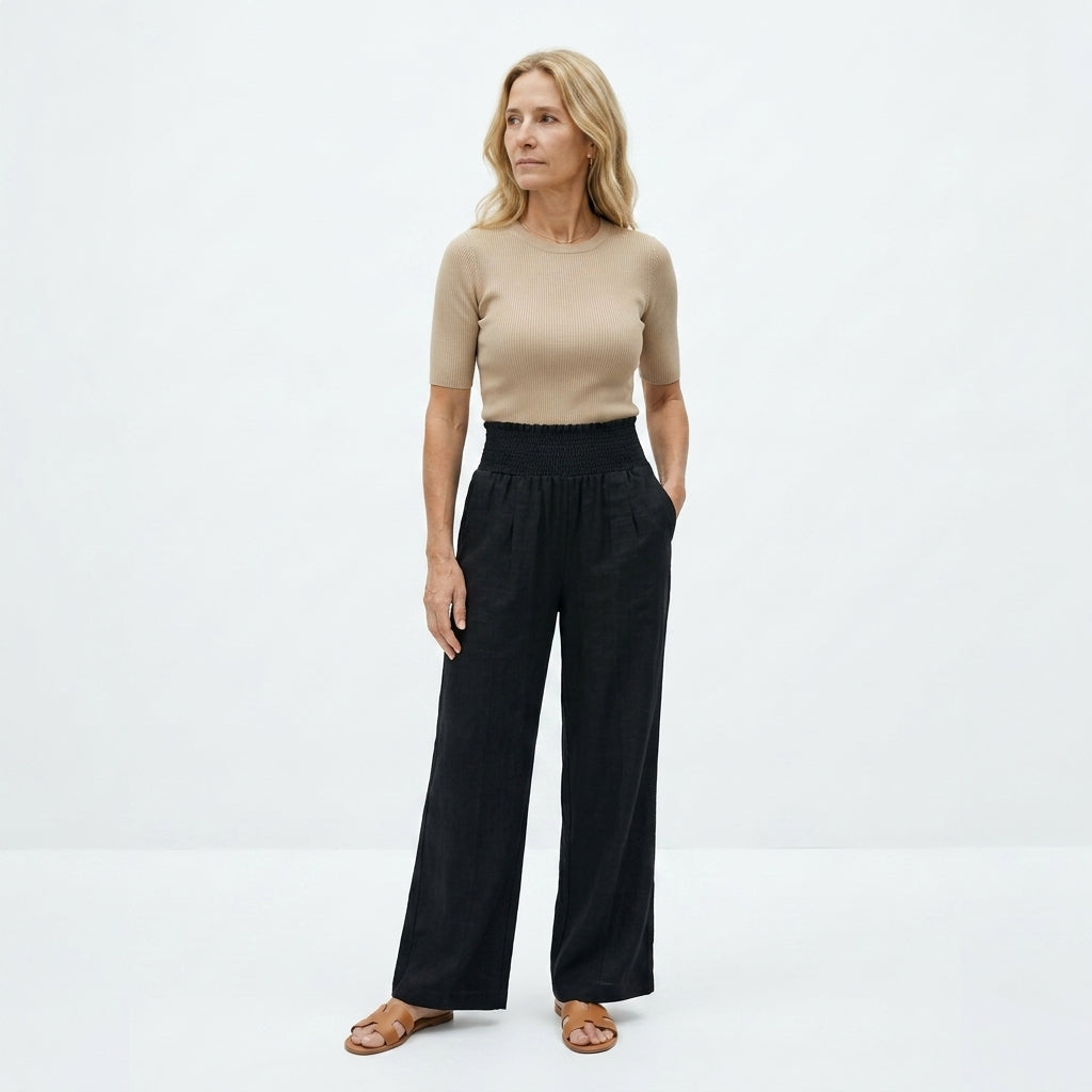 Alexia Pantalón de Algodón y Lino con Corte Fluido y Elegancia Natural