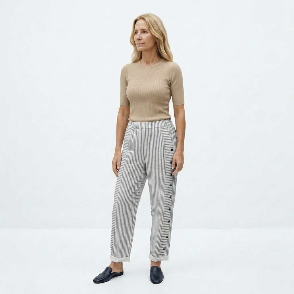 Isoldean Pantalones Cortos de Verano a Rayas