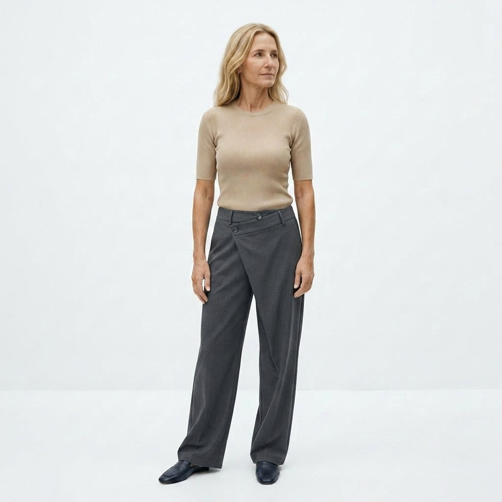 Oaklyn Pantalones Rectos con Drapado Moderno