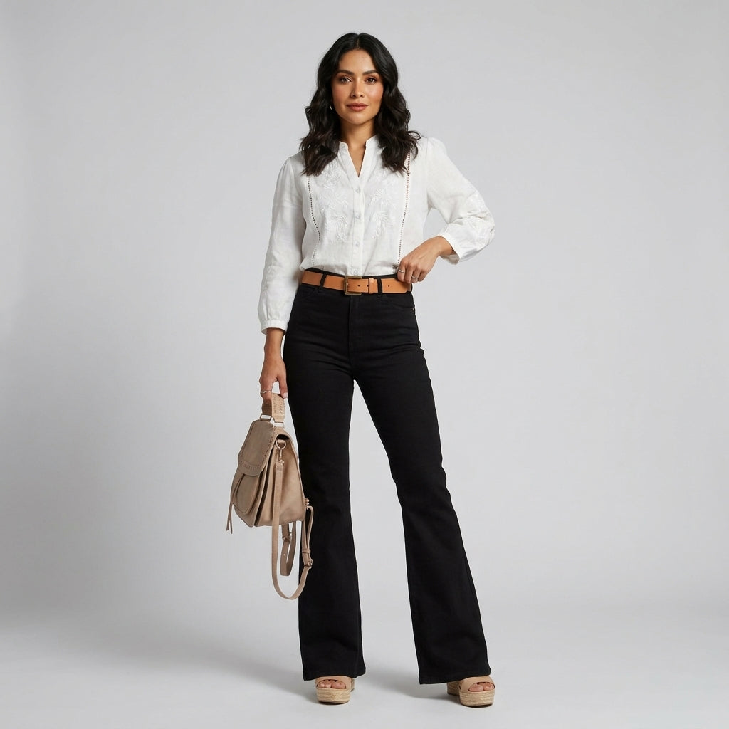 Kiara Pantalones de Terciopelo de Pierna Ancha de Cintura Alta