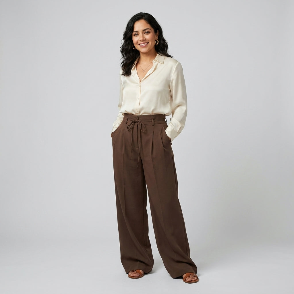 Sophie Pantalones de pierna ancha con cordones