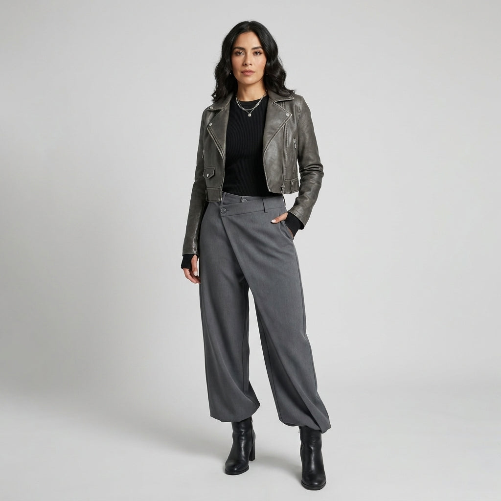 Oaklyn Pantalones Rectos con Drapado Moderno