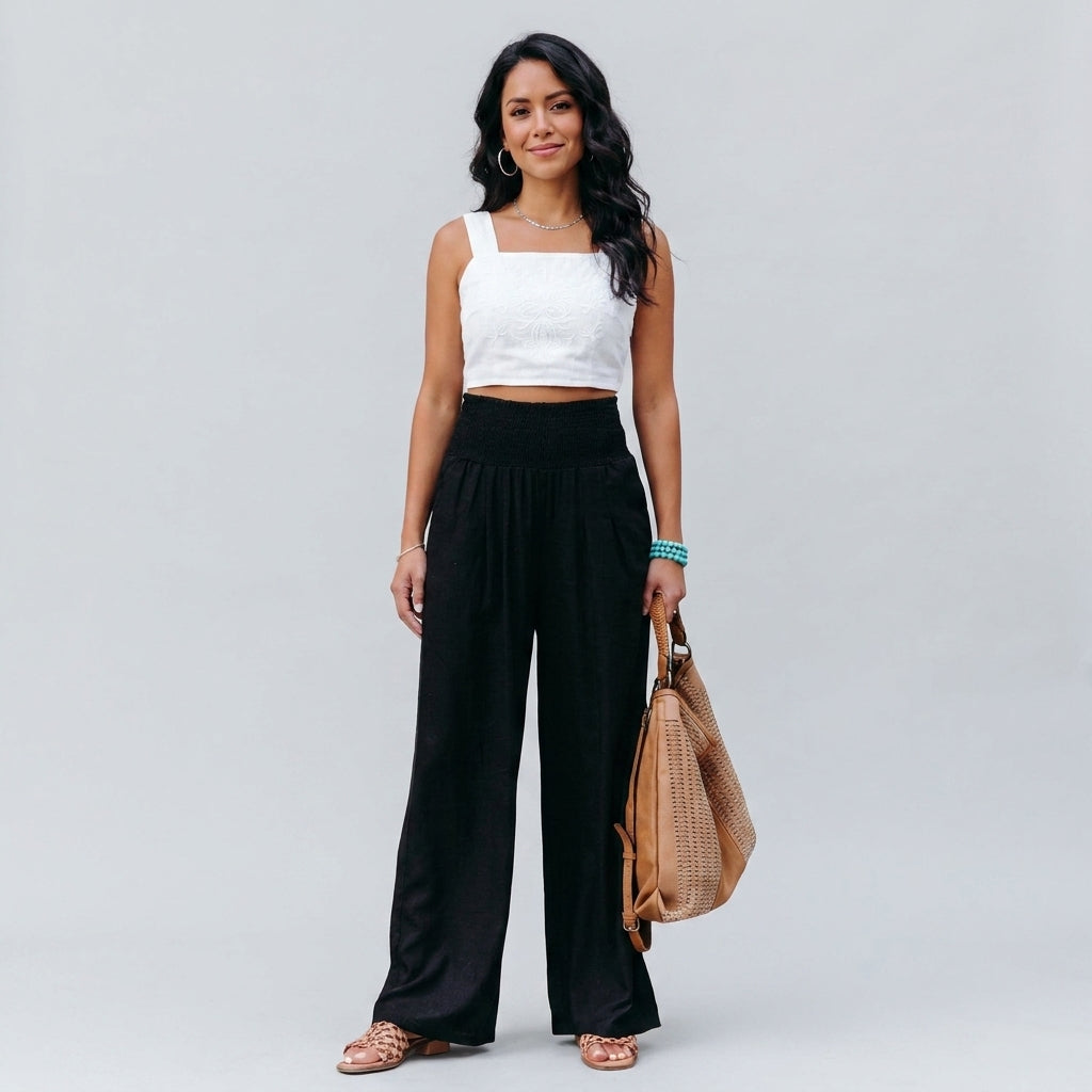 Alexia Pantalón de Algodón y Lino con Corte Fluido y Elegancia Natural