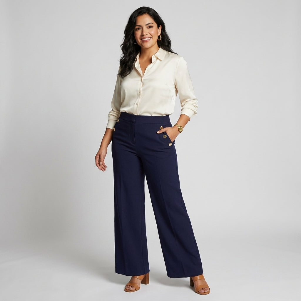 Pantalones de pata ancha con control de abdomen
