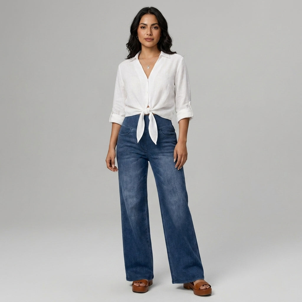 Pantalones anchos con control de abdomen.