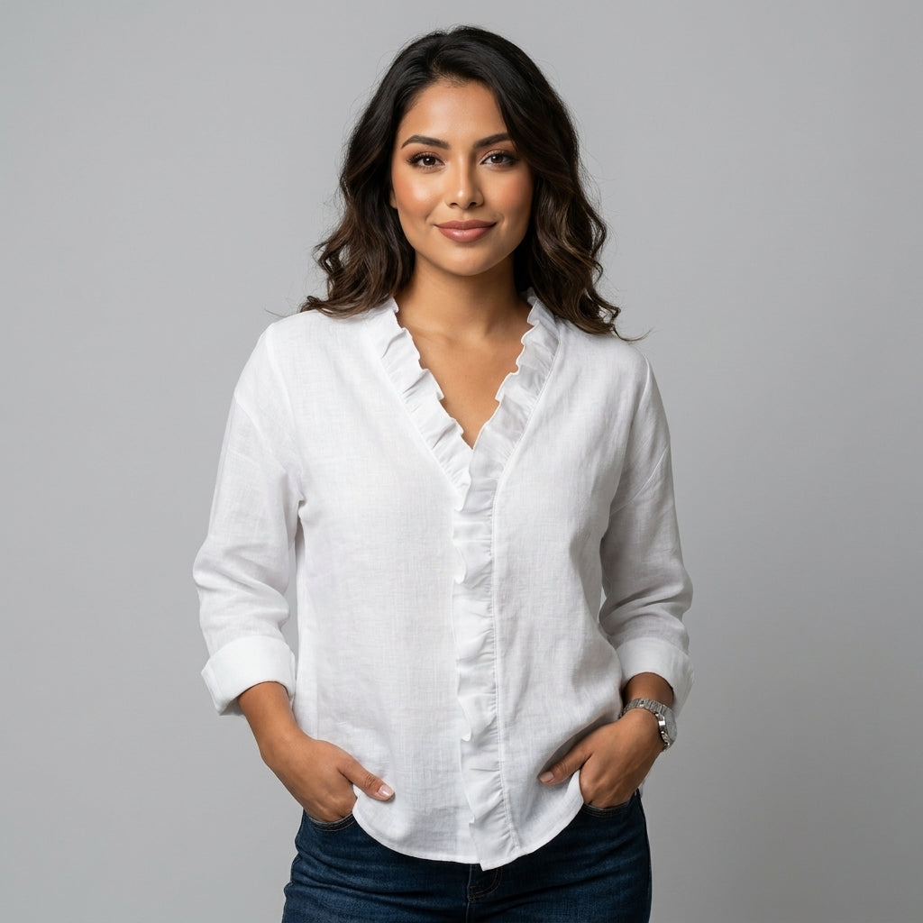 Anora™ |  Blusa con volantes y cuello en V