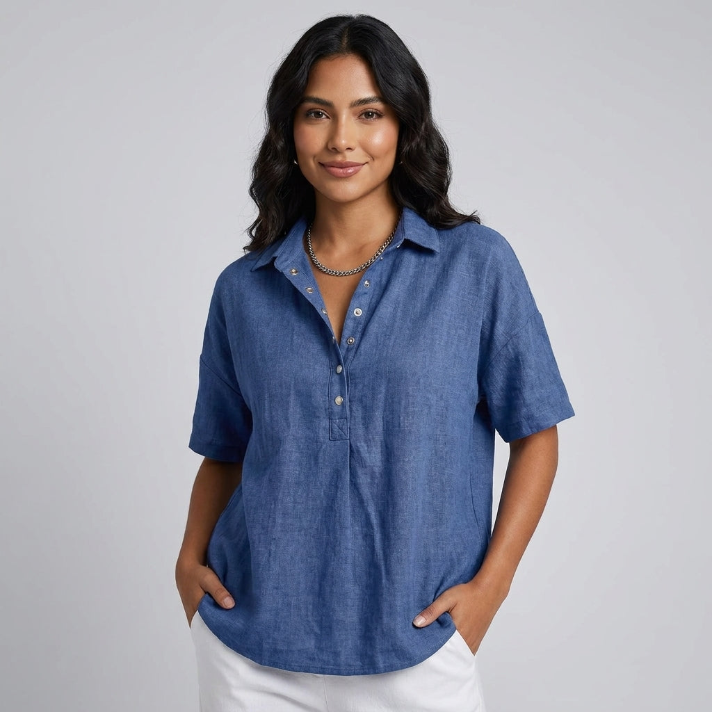 Elena™ | Blusa con textura de lino