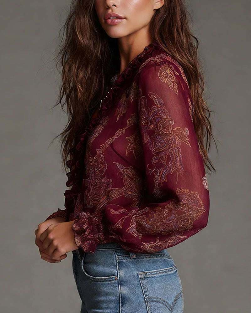 DEMI™ | Blusa Retro Boho – Elegancia Vintage & Detalles Artesanales