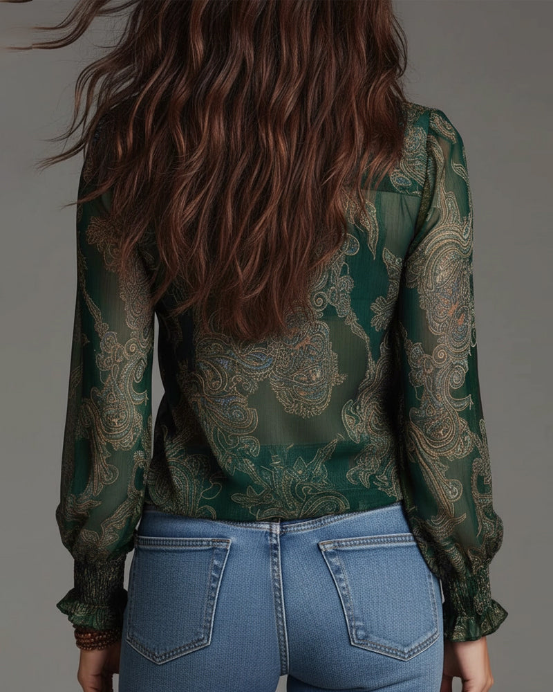 DEMI™ | Blusa Retro Boho – Elegancia Vintage & Detalles Artesanales