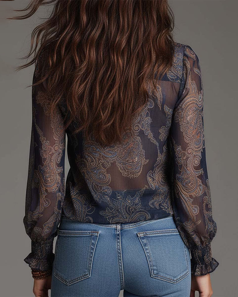 DEMI™ | Blusa Retro Boho – Elegancia Vintage & Detalles Artesanales