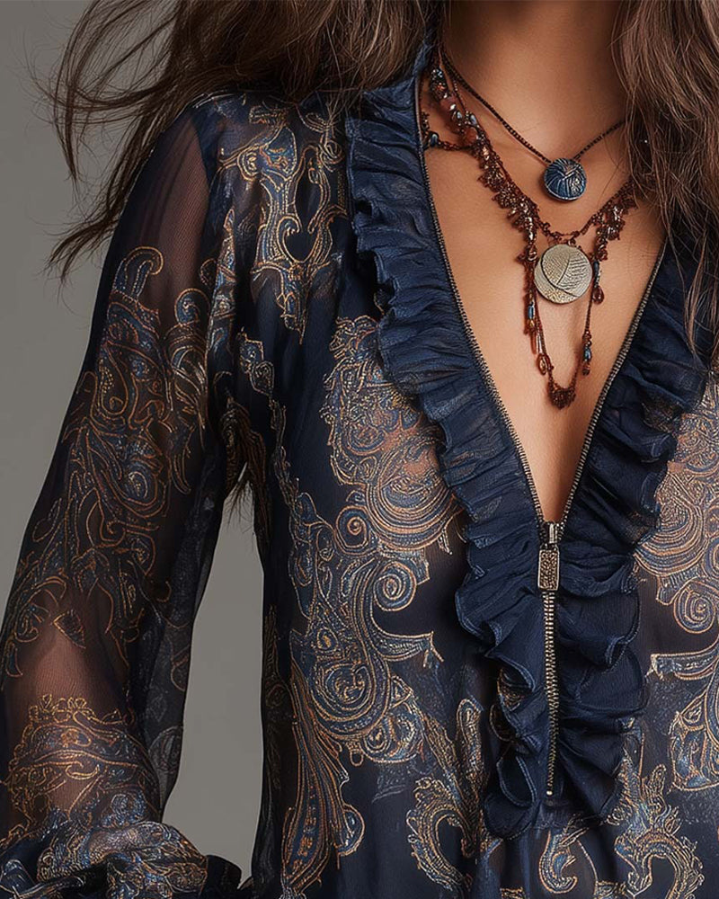 DEMI™ | Blusa Retro Boho – Elegancia Vintage & Detalles Artesanales